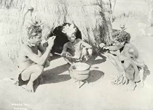 Enjoying Collection: Dinner-Time, Zululand (b / w photo)