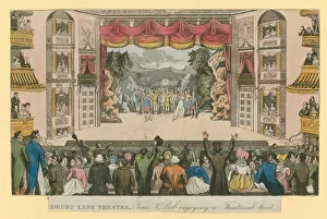 Enjoying Collection: Drury Lane Theatre: Tom and Bob enjoying a theatrical treat (coloured engraving)