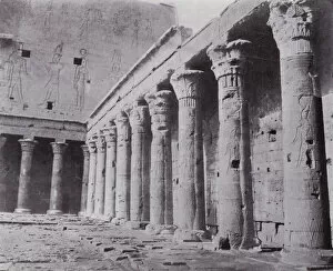 Edfu Collection: Egypt: View in the Peristyle Court of Horus Temple at Edfu (b / w photo)