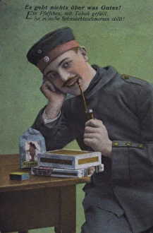 Enjoying Gallery: German soldier smoking his pipe (coloured photo)
