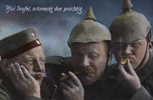 Enjoying Collection: German soldiers enjoying cigars (coloured photo)