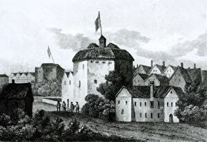 The Globe Theatre on the Bankside as it appeared in the reign of James I (1566-1625) 1672
