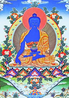 Nepalese Collection: Image depicting the medicine Buddha, the supreme healer in monastic robes with a bowl containing
