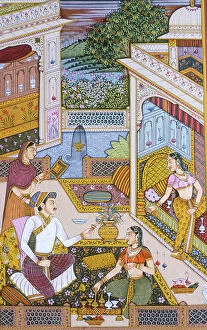 Enjoying Collection: Mughal Miniature Painting on Paper Royal King Enjoying Drink
