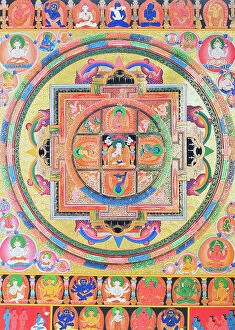 Nepalese Gallery: Panchabuddha Mandala, depicting five forms of Buddha symbolising five kinds of wisdom