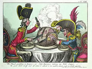 Eating Collection: The Plum Pudding in Danger, 1805 (coloured engraving) (see also 152999)