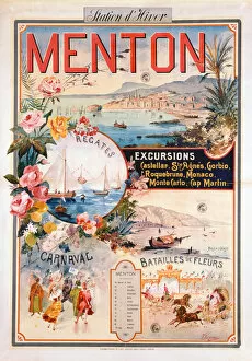 Tourist Attractions Gallery: Poster advertising Menton as a Winter Resort (chromolitho)