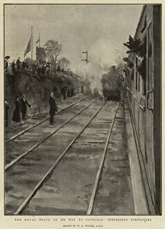 Royal Train Collection: The Royal Train on its Way to Victoria, Interested Spectators (engraving)