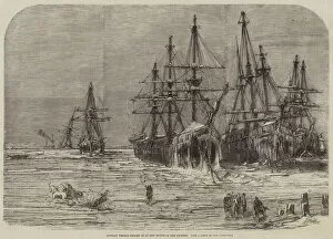 Dnieper River Collection: Russian Vessels frozen in at the Mouth of the Dnieper (engraving)