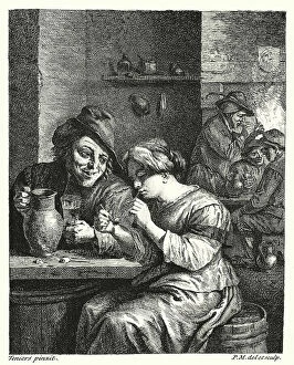 Enjoying Gallery: The Smoking Woman (engraving)