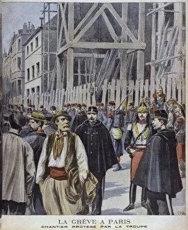 Parisians Collection: Strike in Paris, building site protected by the army, illustration from '