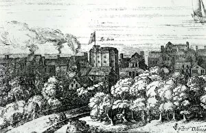 The Swan Theatre on the Bankside as it appeared in 1614 (engraving) (b / w photo)