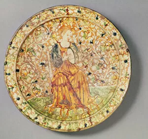 Platter Collection: Tambourine Player Plate (majolica)