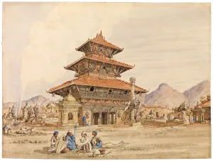 Patan Gallery: Temple of Devi, Patan, Nepal, 1850s (w / c on paper)