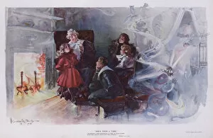 Enjoying Collection: Once upon a Time: Grandmother telling her grandchildren a story (colour litho)