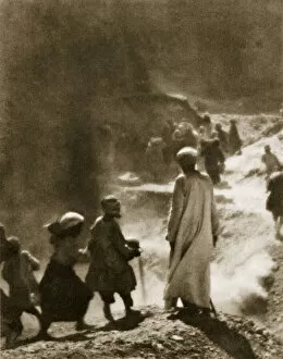 Valley Of The Kings Gallery: At the tomb of Tutankhamun, 1916 (photogravure)
