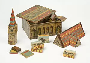 Multi Color Collection: Toy building bricks, 1860-1900 (wooden blocks covered with transfer printed paper)