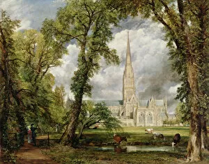 Walking Collection: View of Salisbury Cathedral from the Bishops Grounds, (oil on canvas) c. 1822