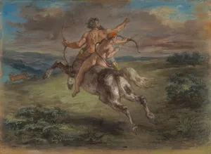 Eugène Delacroix, Moroccan Horseman Crossing a Ford (1850)