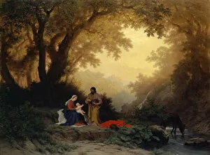 Egypt Collection: Tranquility Holy Family Flight Egypt 1869 oil