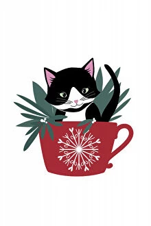 My cat Coco in a holiday mug