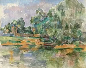 Weeping Willow Collection: Banks of the Seine at Medan, c. 1885 / 1890. Creator: Paul Cezanne