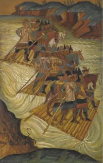 Dnieper River Collection: Crossing the river. Artist: Stelletsky, Dmitri Semyonovich (1875-1947)