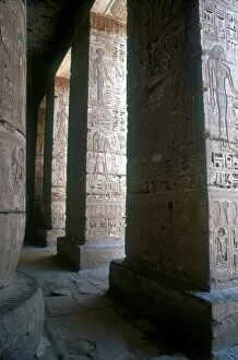 Ancient Egyptian Architecture Gallery: Egyptian gods engraved on pillars, Mortuary Temple, Medinat Habu, Egypt, c12th century BC