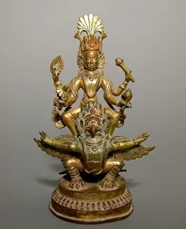Garuda Collection: God Vishnu Astride His Mount, Garuda, 17th / 18th century. Creator: Unknown