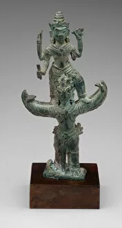 Garuda Gallery: God Vishnu on His Mount, Garuda, Angkor period, 12th century. Creator: Unknown