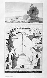 Ancient Egyptian Architecture Gallery: The Great Sphinx of Giza, and the entrance to the Pyramid of Memphis, c1808