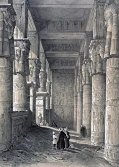 Ancient Egyptian Architecture Gallery: Interior of the Great Temple, Denderah, Egypt, 1843. Artist: George Moore