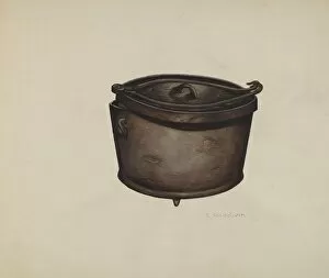 Iron Work Collection: Iron Pot and Pot Hooks, c. 1937. Creator: Charles Goodwin