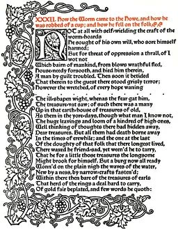 Graphics Collection: Kelmscott Press: Page from The Tale of Beowulf Printed in the Troy Type, c. 1895, (1914)