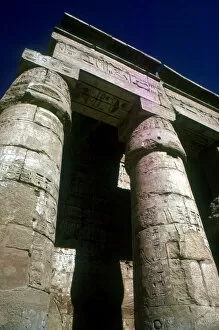Ancient Egyptian Architecture Gallery: Lotus-headed pillars, Temple of Rameses III, Medinat Habu, Luxor, Egypt, c12th century