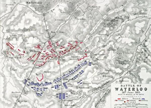 Belgium Collection: Map of the Battle of Waterloo, 18th June 1815 (19th century)