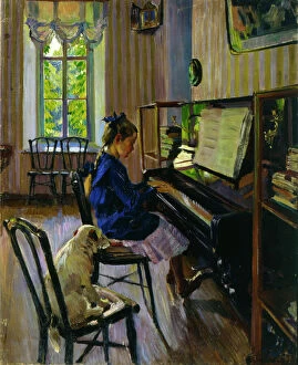 Seated Gallery: At the Piano, 1914. Artist: Sergey Vinogradov