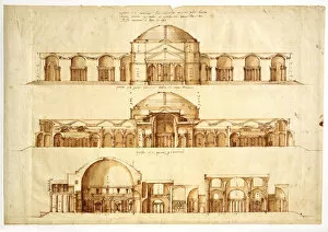 Indian Architecture Gallery: Reconstruction project of the Baths of Agrippa, Rome, c. 1550. Artist: Palladio, Andrea (1508-1580)