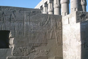 Ancient Egyptian Architecture Gallery: Relief of the Pharaoh smiting his enemies, Temple sacred to Amun, Mut and Khons, Luxor, Egypt
