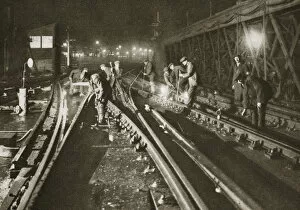 Overnight Collection: Repairing a railway track, Charing Cross Bridge, London, 20th century