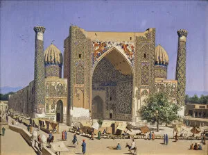 The Sherdar Madrasah at the Registan Square in Samarkand, 1869-1870. Artist: Vereshchagin