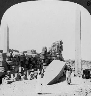 Ancient Egyptian Architecture Gallery: The tallest obelisk in Egypt, in the temple at Karnak, Thebes, Egypt, 1905