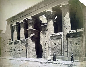 Ancient Egyptian Architecture Gallery: Temple facade, Edfu, Egypt, 19th century. Artist: Langaki