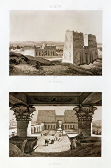 Ancient Egyptian Architecture Gallery: Temple facade and interior, Edfu, Egypt, 1841. Artist: Himley