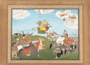 Garuda Gallery: Vishnu as Varaha, the Boar Avatar, Slays Banasur, A Demon General... ca.1800. Creator: Unknown