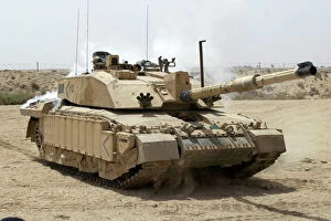 Landscape Collection: Challenger 2 Main Battle Tank patrolling outside Basra, Iraq