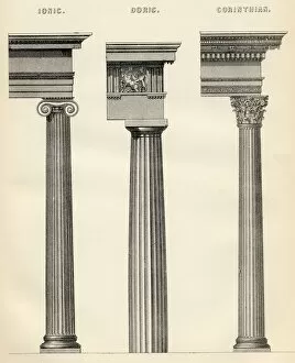 The Three Classical Orders Of Greek Architecture From The National Encyclopaedia Published By William Mackenzie London