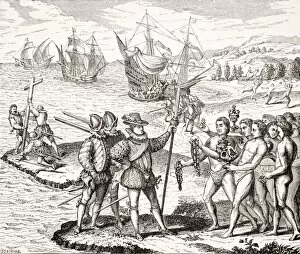 Cat Island Collection: Discovery Of America, 12Th Of May, 1492. Columbus Erects The Cross And Baptizes The Isle Of