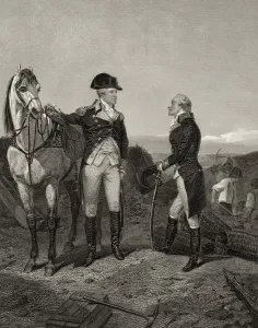 First Meeting Of George Washington 1732 To 1799 With Alexander Hamilton 1755 Or 1757 To 1804 After Alonzo Chappel From First Meeting Of George Washington 1732 To 1799 With Alexander Hamilton 1755 Or 1757 To 1804 After Alonzo Chappel From