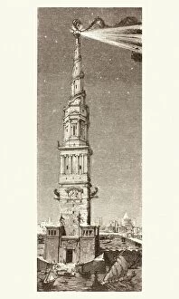 Egypt Collection: The Lighthouse On Pharos Island, Alexandria, Egypt, After A Fanciful 19Th Century Illustration